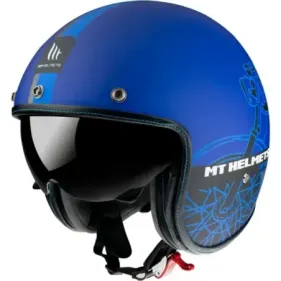 CASCO MT LE MANS 2 SV CAFE RACER B7 AZUL MATE NEGRO