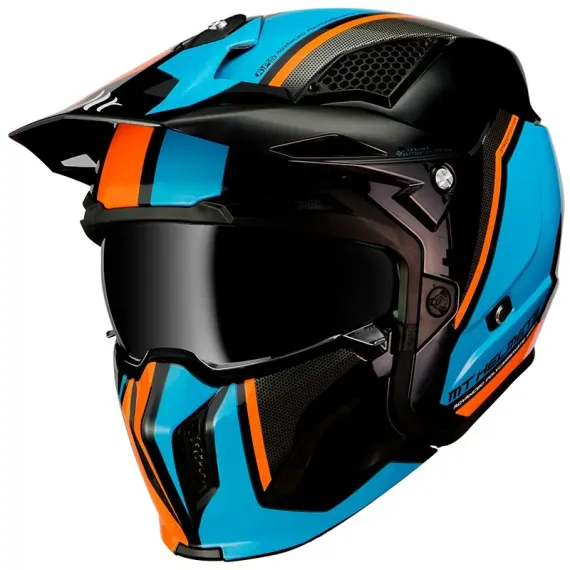 CASCO MT STREETFIGHTER SV TWIN A4 NEGRO NARANJA FLUOR AZUL