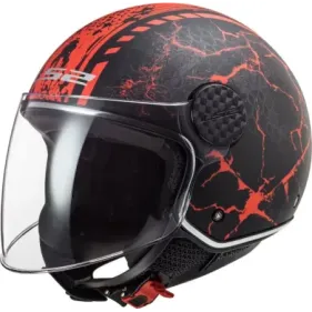 CASCO LS2 OF558 SPHERE LUX SNAKE NEGRO MATE ROJO