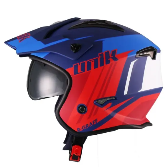 CASCO UNIK TRIAL CT-07 R-GRAFF AZUL ROJO BLANCO