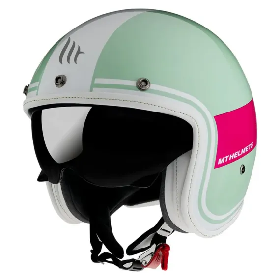 CASCO MT LE MANS 2 SV TANT D8 VERDE ROSA FUCSIA BLANCO