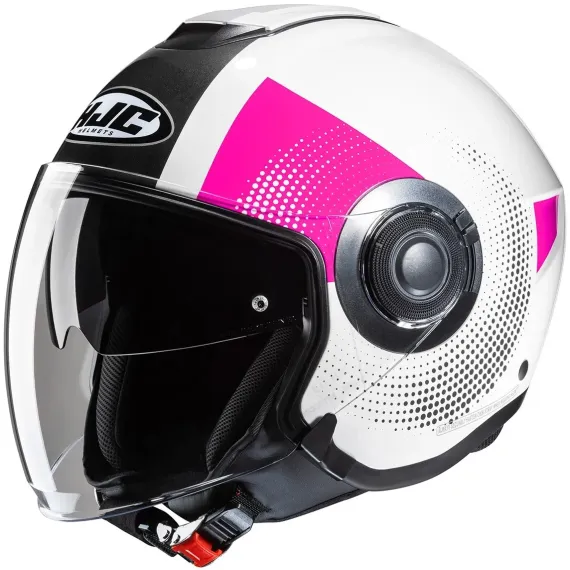 CASCO HJC I40N PYLE MC8 BLANCO ROSA NEGRO