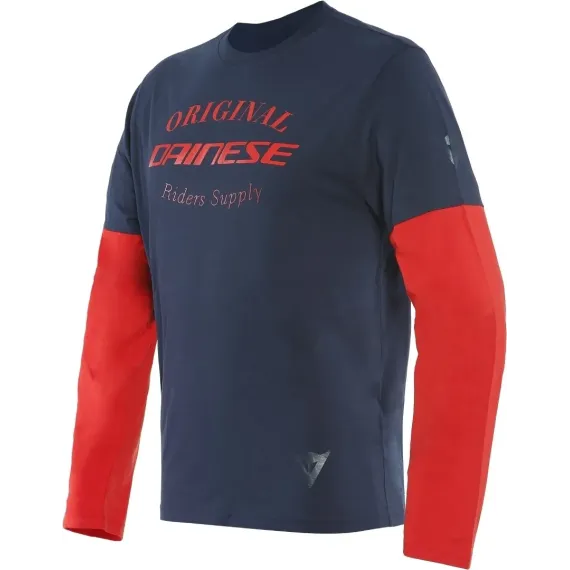 CAMISETA DAINESE PADDOCK LS AZUL OSCURO ROJO LAVA