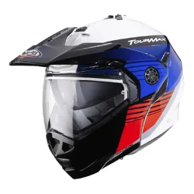 CASCO CABERG TOURMAX TITAN BLANCO AZUL ROJO