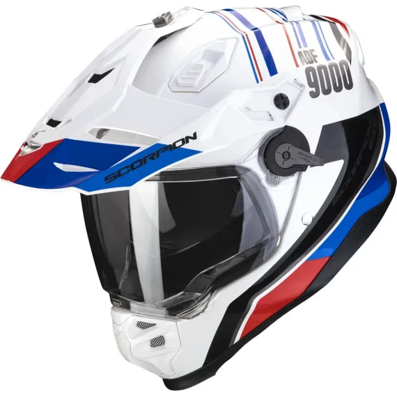 CASCO SCORPION ADF-9000 AIR DESERT BLANCO AZUL ROJO