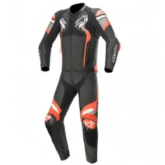 MONO ALPINESTARS ATEM V4 DIVISIBLE 2 PIEZAS NEGRO PLATA ROJO FLUOR