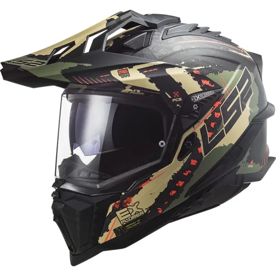 CASCO LS2 MX701 C EXPLORER 22.06 EXTEND VERDE MILITAR MATE