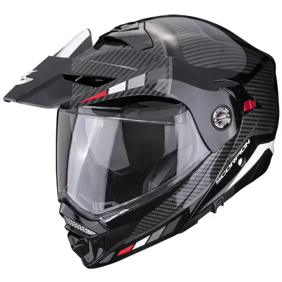 CASCO SCORPION ADX-2 CAMINO NEGRO PLATA ROJO