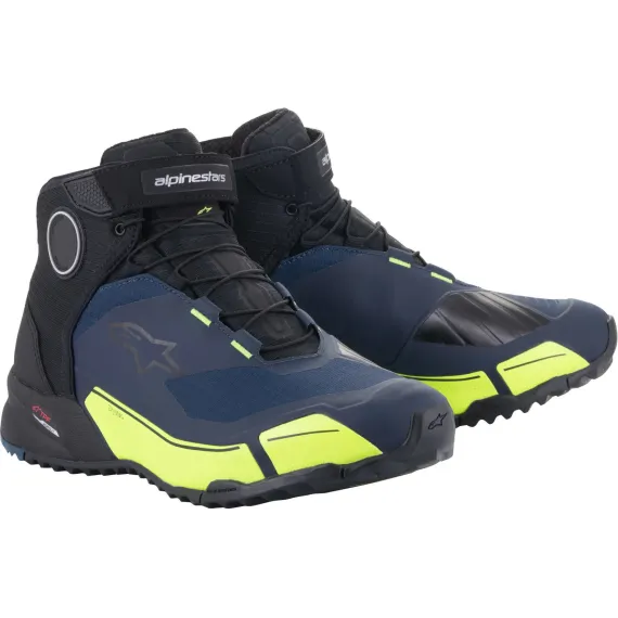 ZAPATILLAS ALPINESTARS CR-X DRYSTAR NEGRO AZUL OSCURO AMARILLO FLUOR